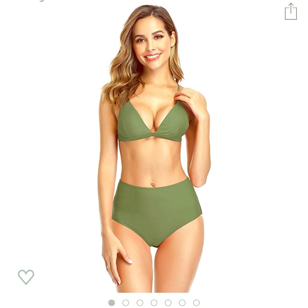 Olive Green High Waisted Swimsuit